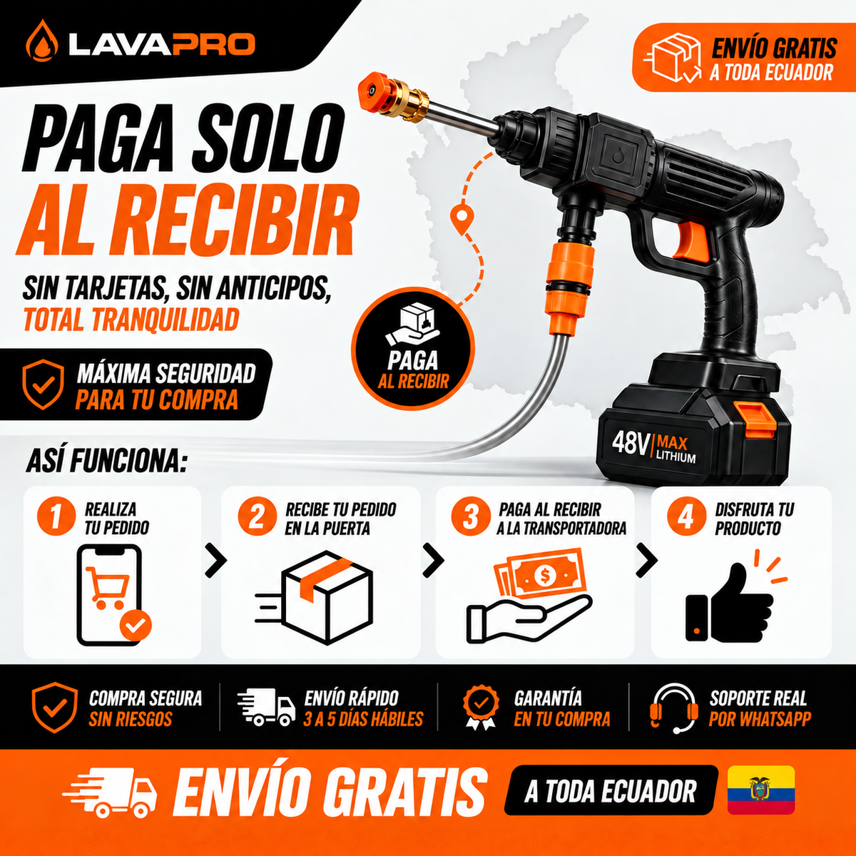 Hidrolavadora Inalámbrica Portátil de Alta Presión y Sin Cabos - con 1 Batería Gratis! 🎁